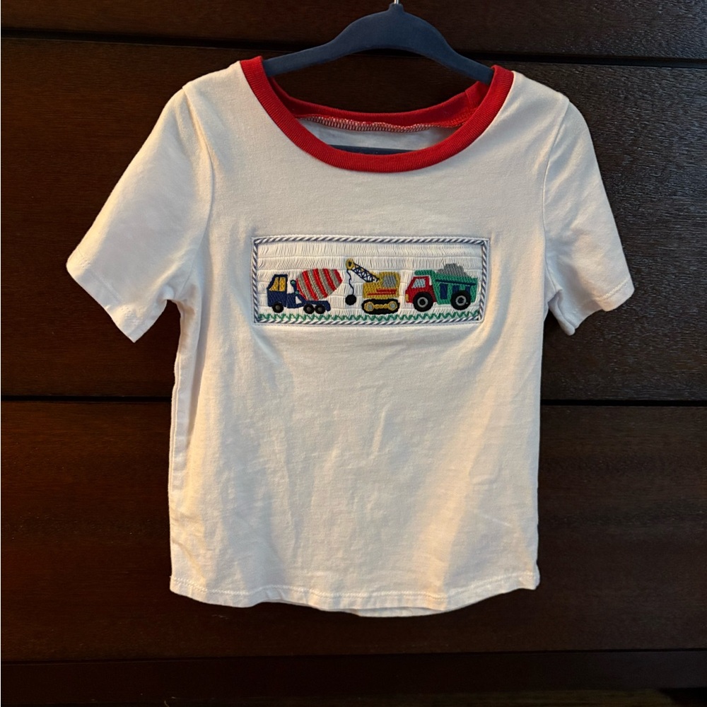 Kids Mud Pie White and Red Construction Theme T-Shirt